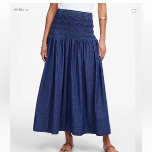 Madewell Smocked Waist Midi Skirt